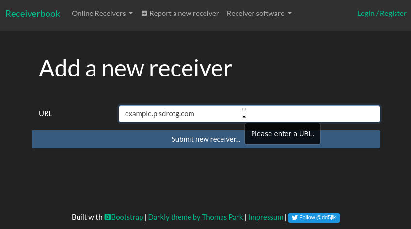Receiverbook - add new receiver