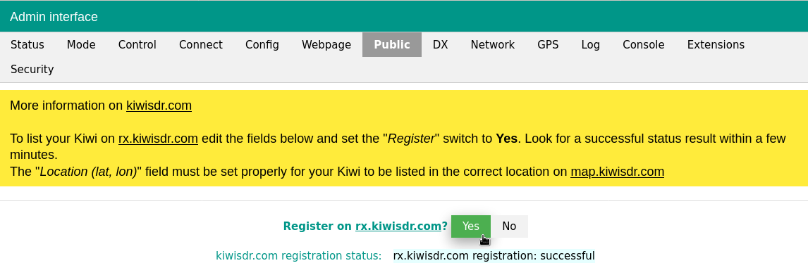 Register on rx.kiwisdr.com?