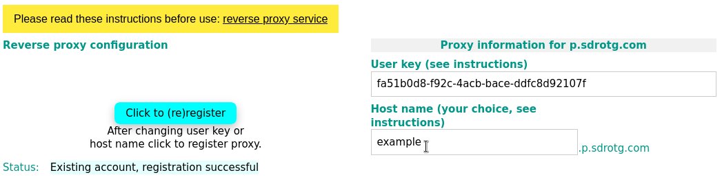 Reverse proxy configuration